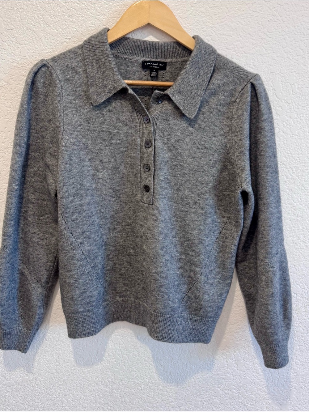 Current Air Heather Gray Polo Sweater Size Small